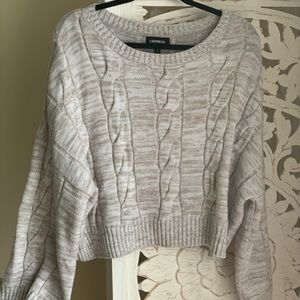 Express Oversized Cableknit Sweater (grey)